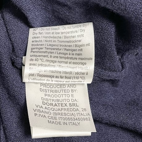 MADE IN ITALY製 ANDREA FENZI ハイネックコットンウールセーター ネイビー 48サイズ