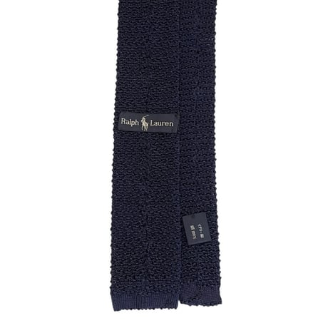 MADE IN ITALY製 Ralph Lauren コットンニットタイ ネイビー