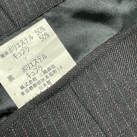 ▲訳あり商品▲ MADE IN JAPAN製 BURBERRY BLACK LABEL 3ピースストライプスーツ チャコールグレー 42L