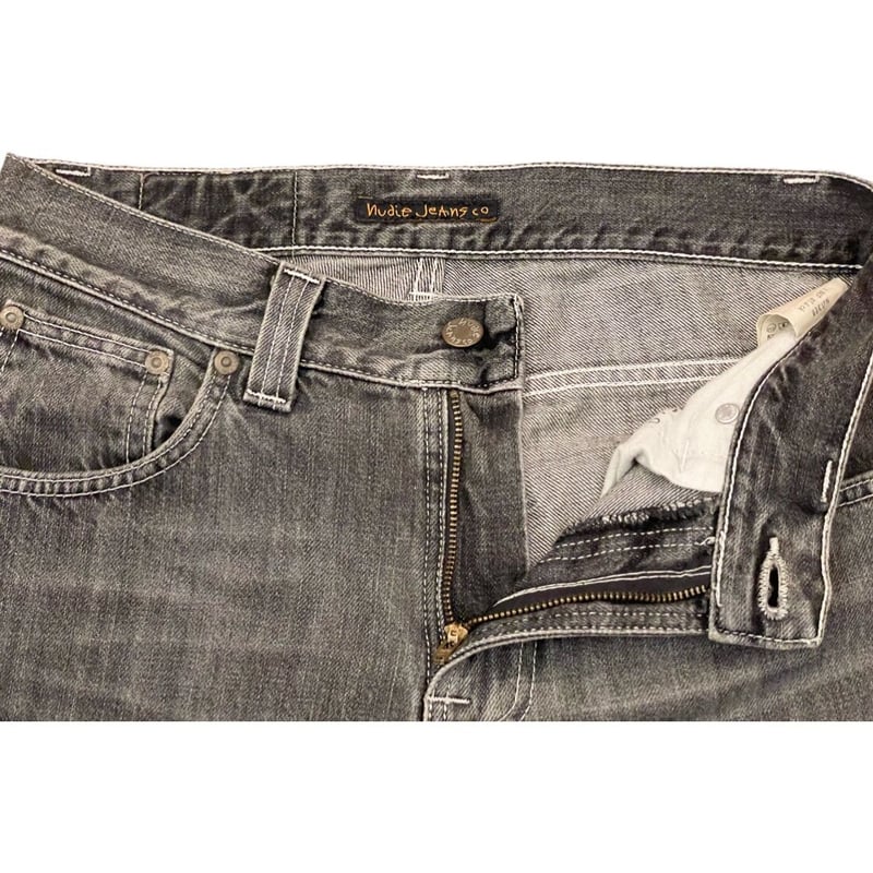 MADE IN ITALY製 nudie jeans ブラックデニムパンツ ブラック W28-