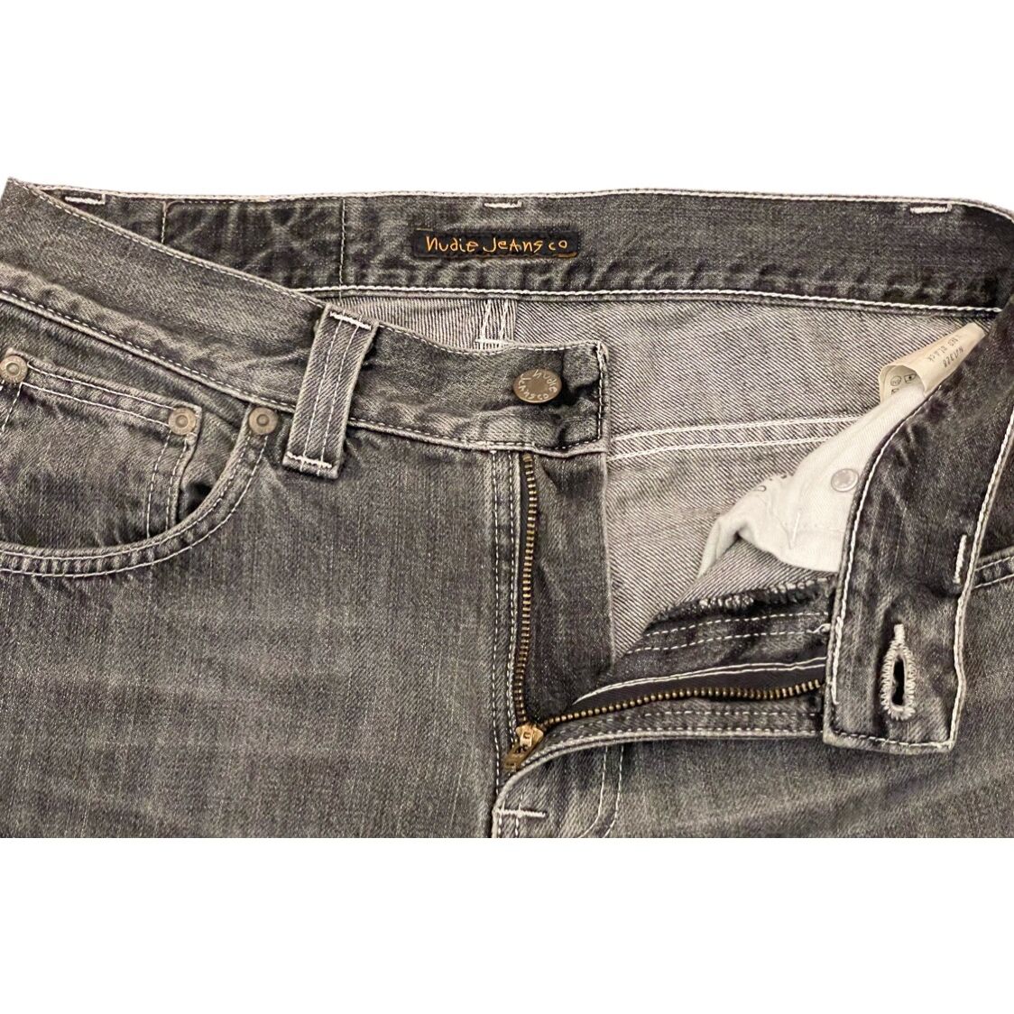 MADE IN ITALY製 nudie jeans ブラックデニムパンツ W28-L32サイ...