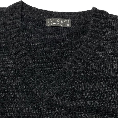 MADE IN ITALY製 BARNEYS NEWYORK メリノウール混Vネックセーター ブラック 48サイズ