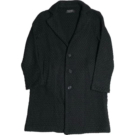 MADE IN IRELAND製 john branigan branigan weavers ウールニットチェスターコート ブラック Mサイズ