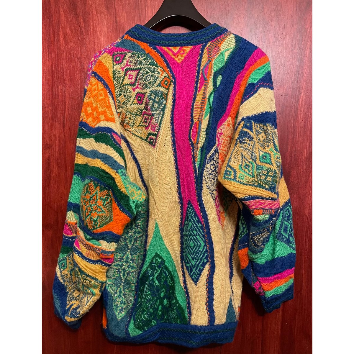 MADE IN AUSTRALIA製 COOGI 3Dニットウールセーター マルチカラー Sサ