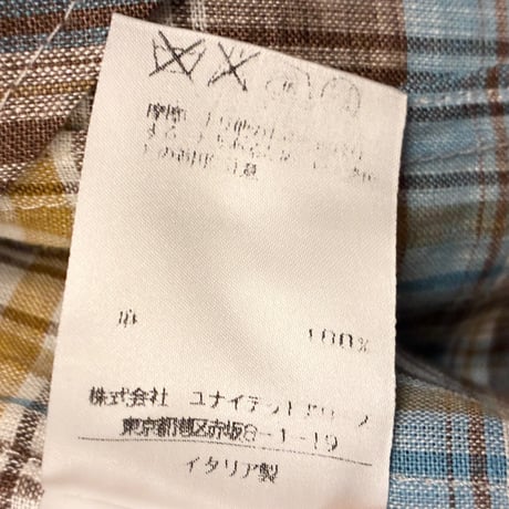 【UNITED ARROWS 取り扱い】 MADE IN ITALY製 GUY ROVER PER UNITED ARROWS チェック柄 リネン100％ テーラードジャケット マルチカラー Sサイズ