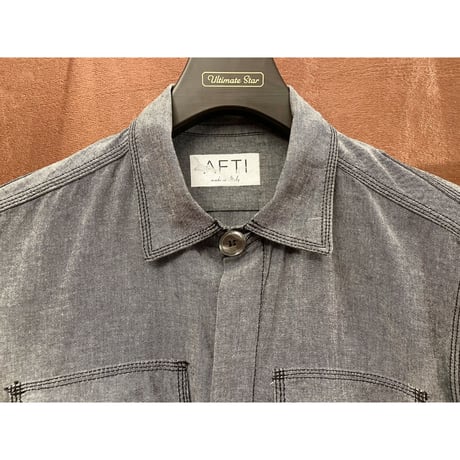【JUN取り扱い】MADE IN ITALY製 AFTI ダンガリーシャツジャケット ブラック 40サイズ