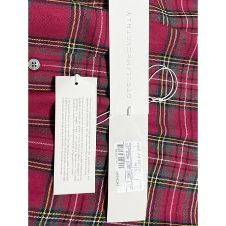 タグ付き STELLA McCARTNEY 長袖チェック柄コットンレーヨンシャツ レッド 41サイズ