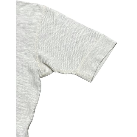 ▲訳あり商品▲【UNITED ARROWS取り扱い】MADE IN CANADA製 re・sei オーガニックコットンワッフル地ヘンリーネック半袖Tシャツ ライトグレー Mサイズ