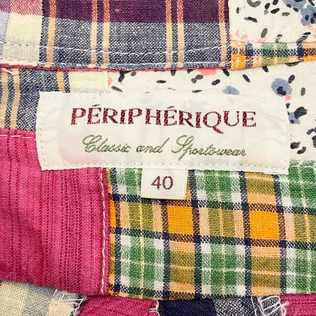 MADE IN JAPAN製 PERIPHERIQUE 半袖パッチワークプルオーバーボタンダウンシャツ マルチカラー 40サイズ