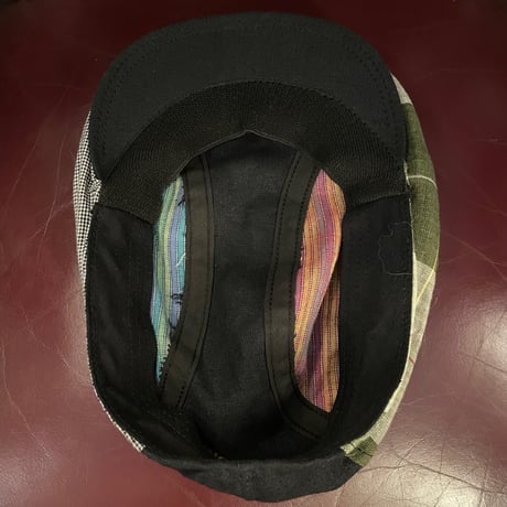 MADE IN USA製 NEW YORK HAT パッチワークリネンハンチングキャップ マルチカラー L/XLサイズ