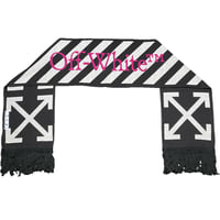 ★新品★ MADE IN ITALY製 2021-22FW OFF-WHITE ARROWS SCARF BLACK FUCHSIA マフラー ホワイト×ブラック