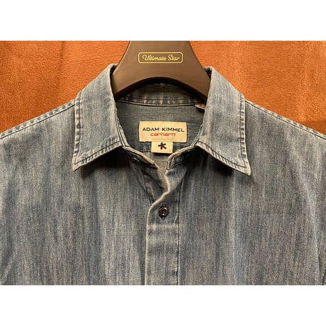 ADAM KIMMEL × CARHARTT コラボレーションモデル長袖デニムワークシャツ インディゴ Sサイズ