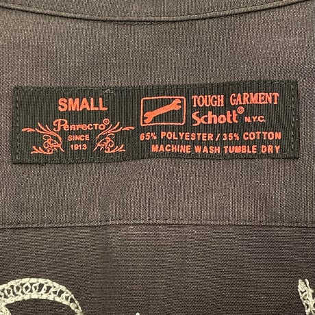Schott 半袖ボーリングシャツ ブラック Sサイズ