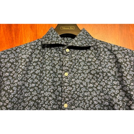 MADE IN JAPAN製 SHIPS Shuttle notes 花柄 長袖シャツ ネイビー Mサイズ