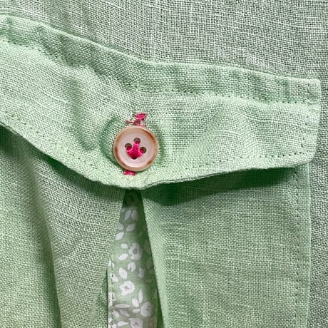 【BARNEYS NEWYORK 取り扱い】 MADE IN ITALY製 POGGIANTI 1958 長袖リネンシャツ ライムグリーン Lサイズ