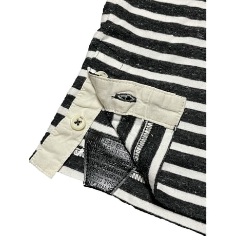 DENHAM リネン混半袖ボーダーTシャツ ブラック×ホワイト Sサイズ