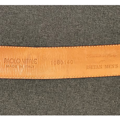 MADE IN ITALY製 PAOLO VITALE × ISETAN MEN'S ハンドメイドオーストリッチレザーベルト クリーム 85-100サイズ