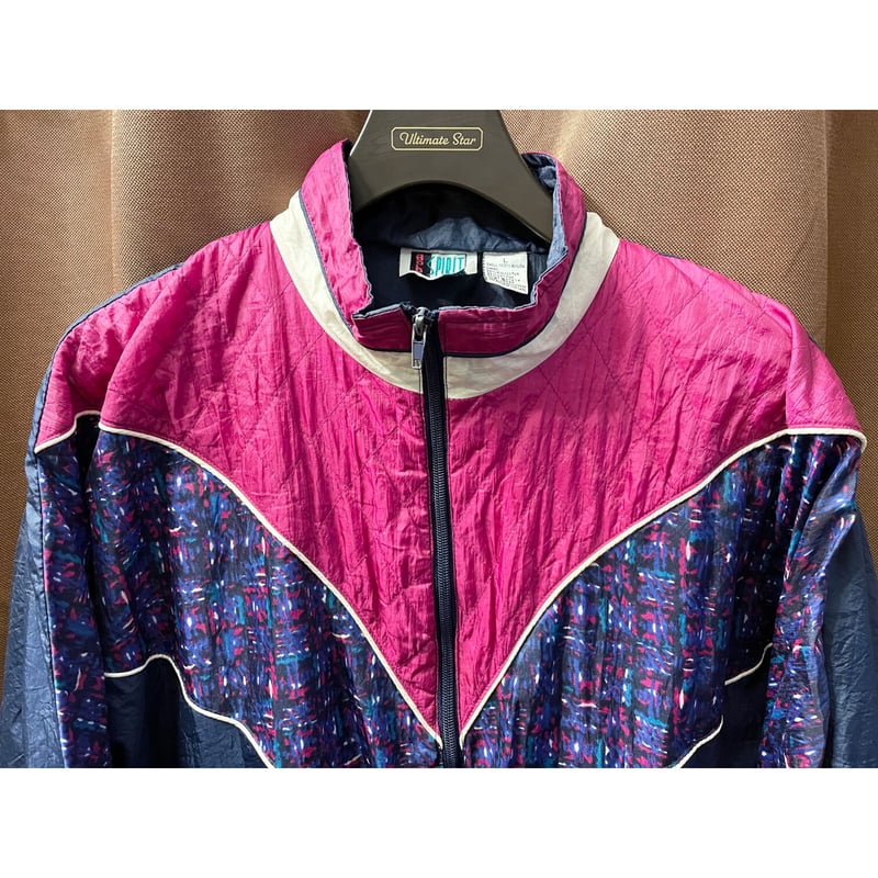 【新品未使用】フード付きボアライニングジャケット ネイビー/ピンク BOLD SPIRIT フルジップナイロンジャケット ネイビー×ピンク Lサイズ
