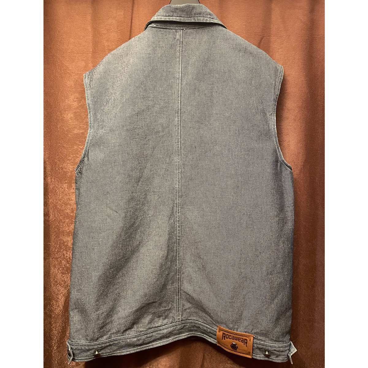 ROCAWEAR ノースリーブデニムベスト ネイビー×ホワイト XLサイズ