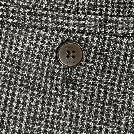 MADE IN ITALY製 BRIGLIA 1949 × BEAMS 千鳥格子柄コットンウールイージーニットスラックス チャコールグレー 48サイズ