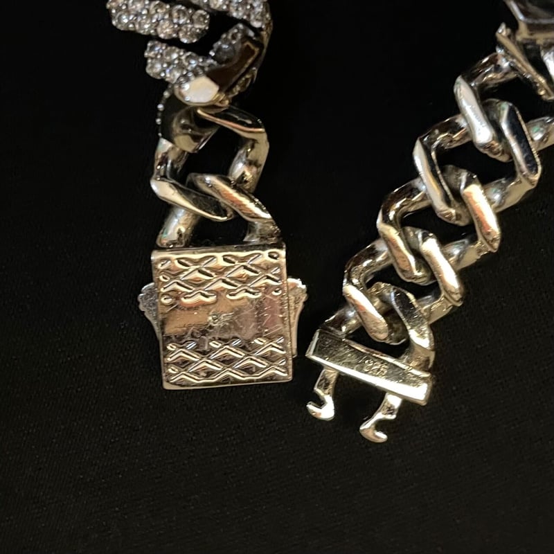 シルバー925製 ジルコニアマイアミキューバンネックレス シルバー 幅