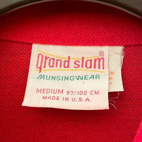 MADE IN USA製 60s～70s MUNSINGWEAR grand slam ポケット付き半袖鹿の子ポロシャツ レッド Mサイズ