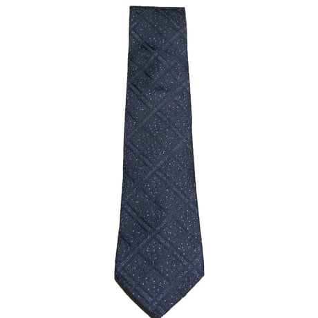 MADE IN FRANCE製 DORMEUIL チェック柄ラメシルクネクタイ ネイビー