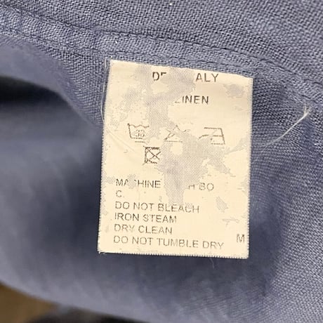 MADE IN ITALY製 BARNEYS NEWYORK 長袖リネンシャツ ブルーグレー Mサイズ