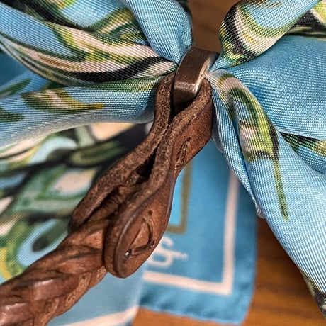 ★新品★ MADE IN ITALY製 TULSI POCHETTE シルクスカーフ付き ハンドメイドレザーブレスレット ダークブラウン Fサイズ