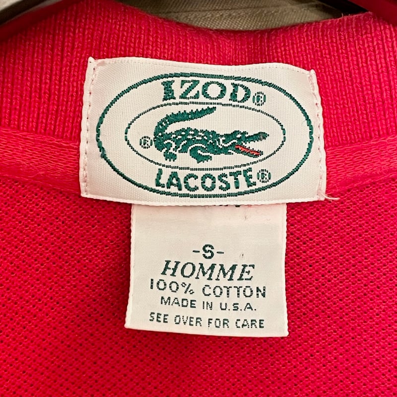MADE IN USA製 80s IZOD LACOSTE 半袖鹿の子ポロシャツ レッド S MADE IN USA製 80s IZOD LACOSTE 半袖鹿の子ポロシャツ レッド S