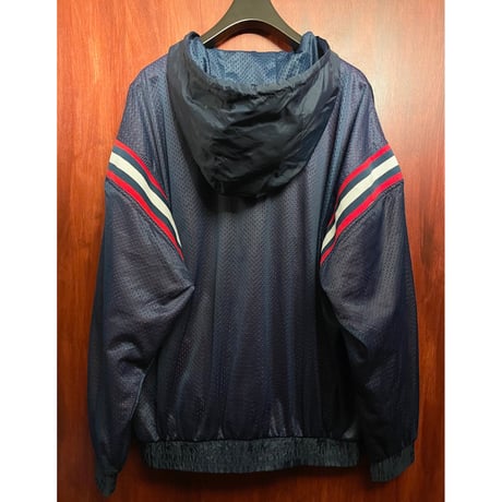 MADE IN KOREA製 90s PRO PLAYER × NBA HOUSTON ROCKETS ナイロンメッシュフルジップパーカー ネイビー×レッド Lサイズ
