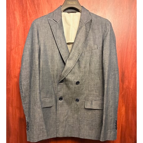 MADE IN ITALY製 Care label Premium Garment デニムダブルテーラードジャケット インディゴ Sサイズ