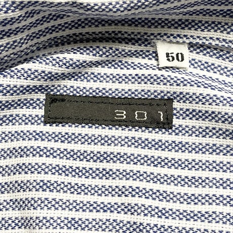 MADE IN JAPAN製 301 TRECHENTOUNO 長袖ニットストライプシャツ ブルー 50サイズ