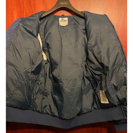 【アシックス取り扱い】 MADE IN USA製 CEVAS DOWN 襟付きダウンジャケット ネイビー Lサイズ