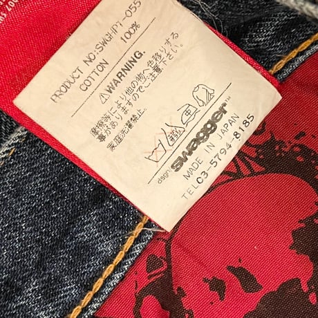 激レア MADE IN JAPAN製 SWAGGER 2007年モデル ラインストーン付きデニムハーフパンツ インディゴ W34サイズ