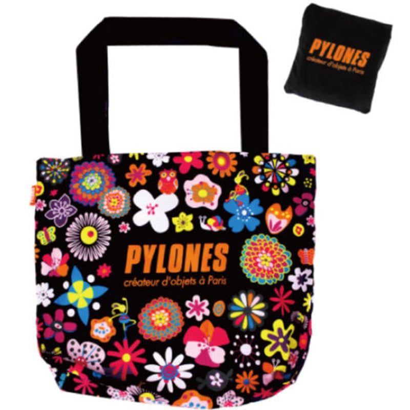 ☆新品☆ Pylones 折りたたみ式ショッピングエコバッグ ブラック F  