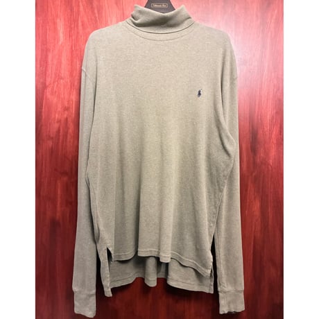MADE IN Northern Mariana Islands製 80s～90s Polo by Ralph Lauren タートルネックコットンカットソー オリーブ Lサイズ
