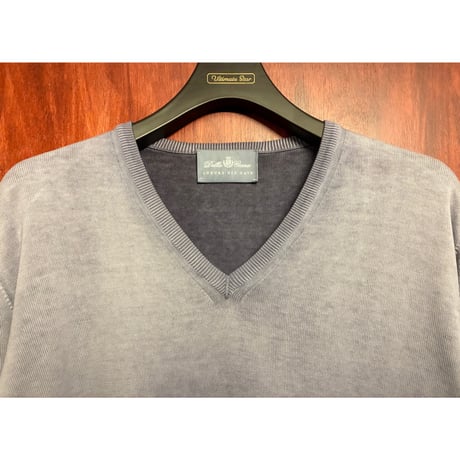 ☆タグ付き新古品☆ MADE IN ITALY製 Della Ciana グラデーション染め コットンVネックセーター パープル 50サイズ