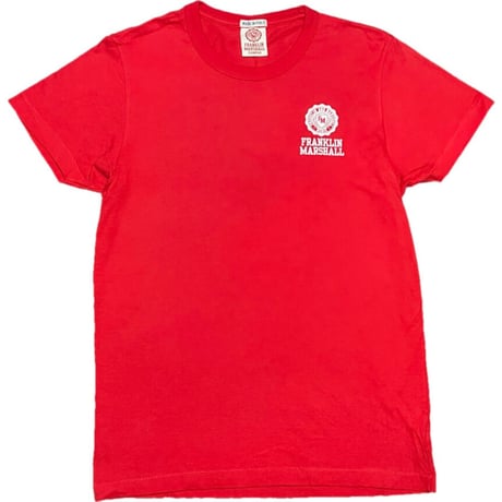 MADE IN ITALY製 FRANKLIN MARSHALL CAMPUS 半袖クルーネックプリントTシャツ レッド Sサイズ