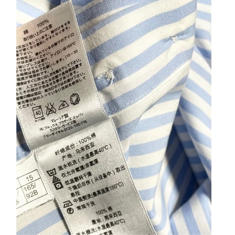 BROOKS BROTHERS スーピマコットンボタンダウン長袖シャツ サックスストライプ 15-31サイズ ノンアイロン加工