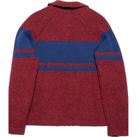 MADE IN ITALY製 UMIT BENAN ポロシャツ型セーター エンジ×ネイビー Sサイズ