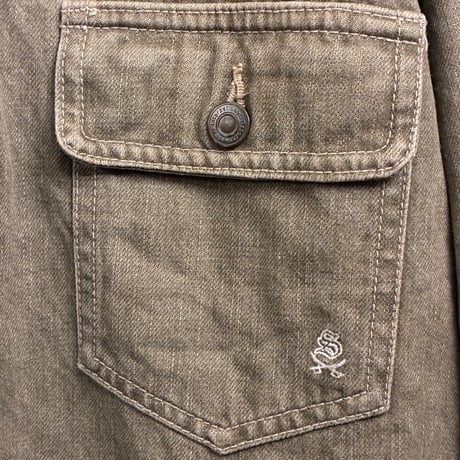 激レア MADE IN JAPAN製 SWAGGER 初期モデル レザーコンビ デニムジャケット オリーブ XLサイズ