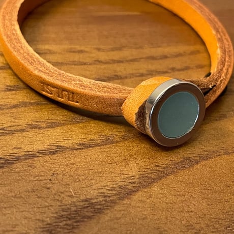 ★新品★ MADE IN ITALY製 TULSI PETRA 砂金石/アベンチュリン ハンドメイドレザーブレスレット ナチュラル XS～Mサイズ