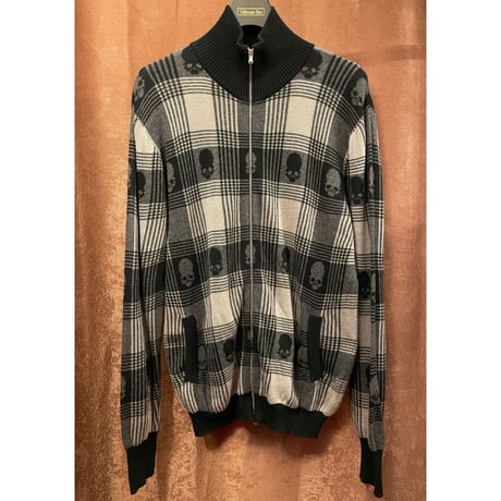 MADE IN ITALY製 GEMMA.H UOMO フルジップコットンカーディガン ブラック×グレー XLサイズ
