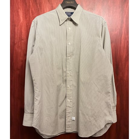 レア MADE IN GREAT BRITAIN製 90s Polo by Ralph Lauren 外タグ ギンガムチェック柄 長袖シャツ ホワイト×ブラック 16-34サイズ