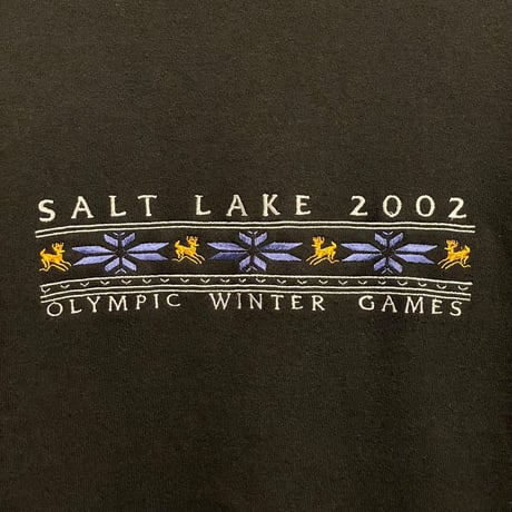 希少 MADE IN USA製 2002 SALT LAKE OLYMPIC オフィシャル 刺繍入り スウェットトレーナー ブラック Sサイズ