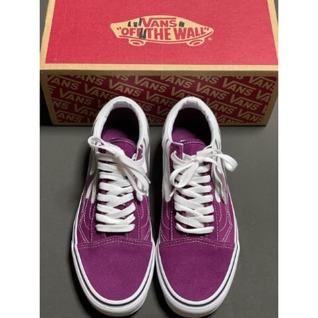 箱付き VANS OLD SKOOL ファイヤーパターンスニーカー パープル×シルバー US7/25cm