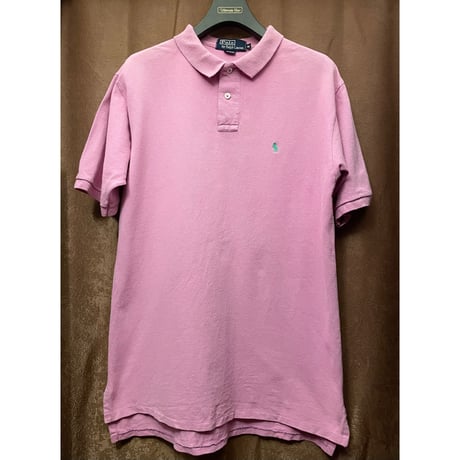 希少 MADE IN USA製 Polo by Ralph Lauren 半袖鹿の子ポロシャツ ピンクパープル Mサイズ