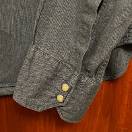CIT LUXURY シャドーヘリンボーン柄長袖ウエスタンシャツ ネイビー 39-15 1/2サイズ