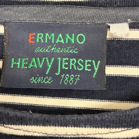 【ネペンテス取り扱い】 MADE IN NETHERLANDS製 ERMANO authentic HEAVY JERSEY ボーダー柄 長袖カットソー ネイビー×ホワイト Mサイズ